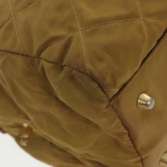 PRADA Chain Hand Bag Nylon Beige Gold Auth bs19999 - Picture 9 of 16